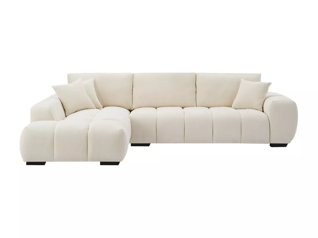 Canapé d'angle gauche en tissu beige BERENIA