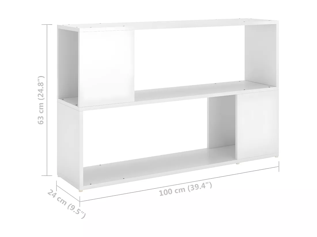 Bibliothèque Blanc brillant 100x24x63 cm Aggloméré