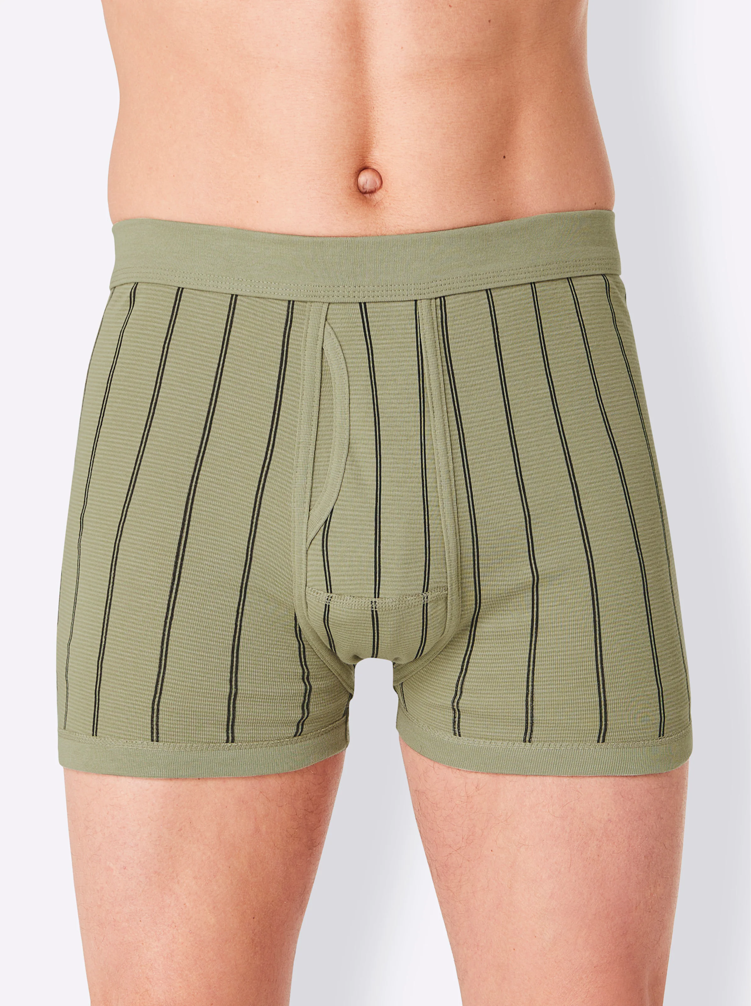 wäschepur men Hose kurz in khaki-gestreift