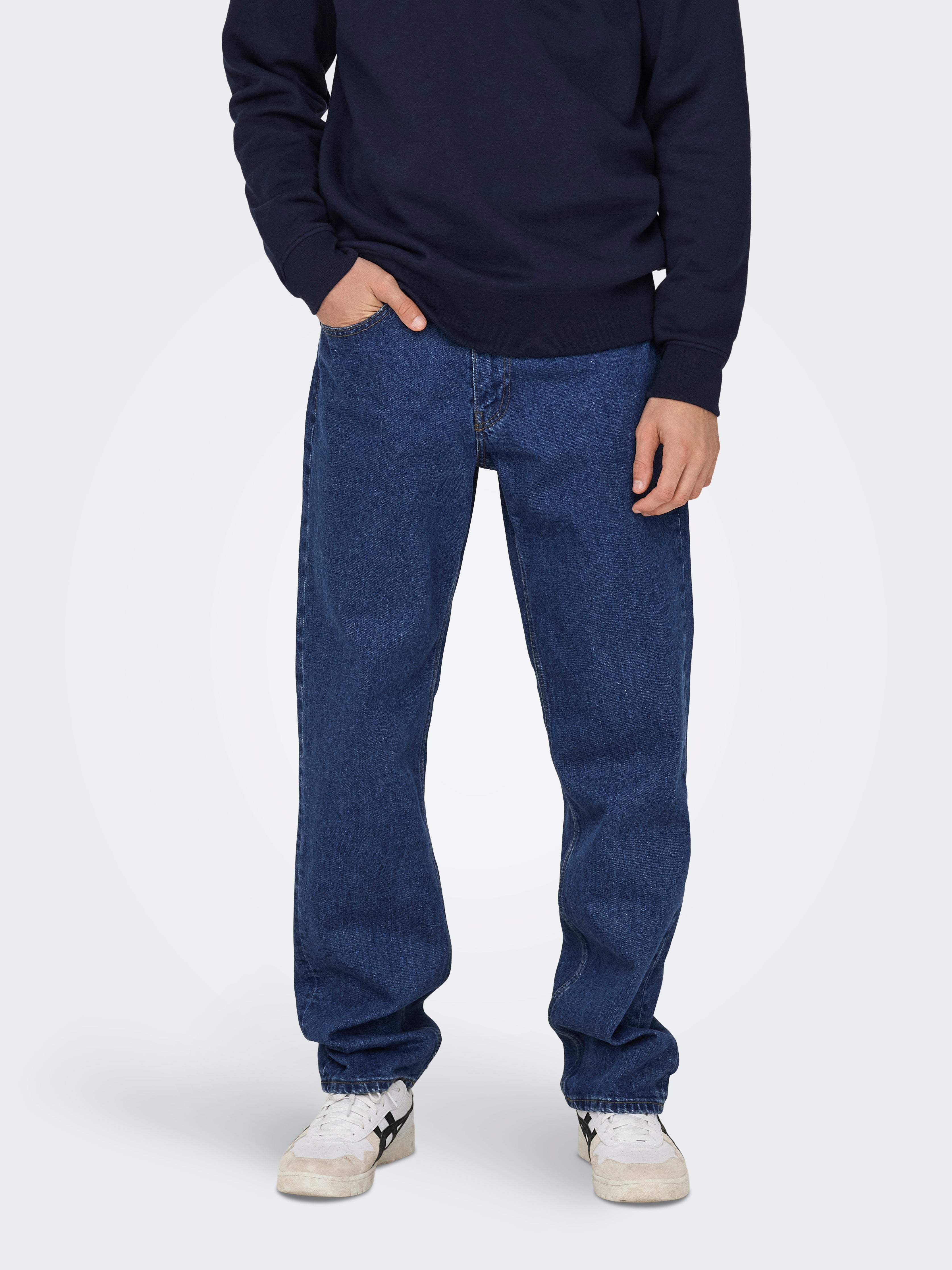 ONSEDGE Mid Rise Gerade geschnitten Jeans Medium Blue Denim