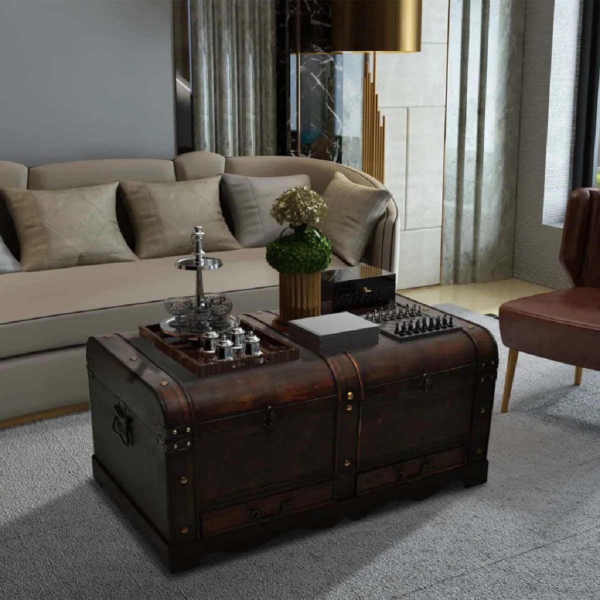 vidaXL Coffre de rangement Bois Marron 90 x 51