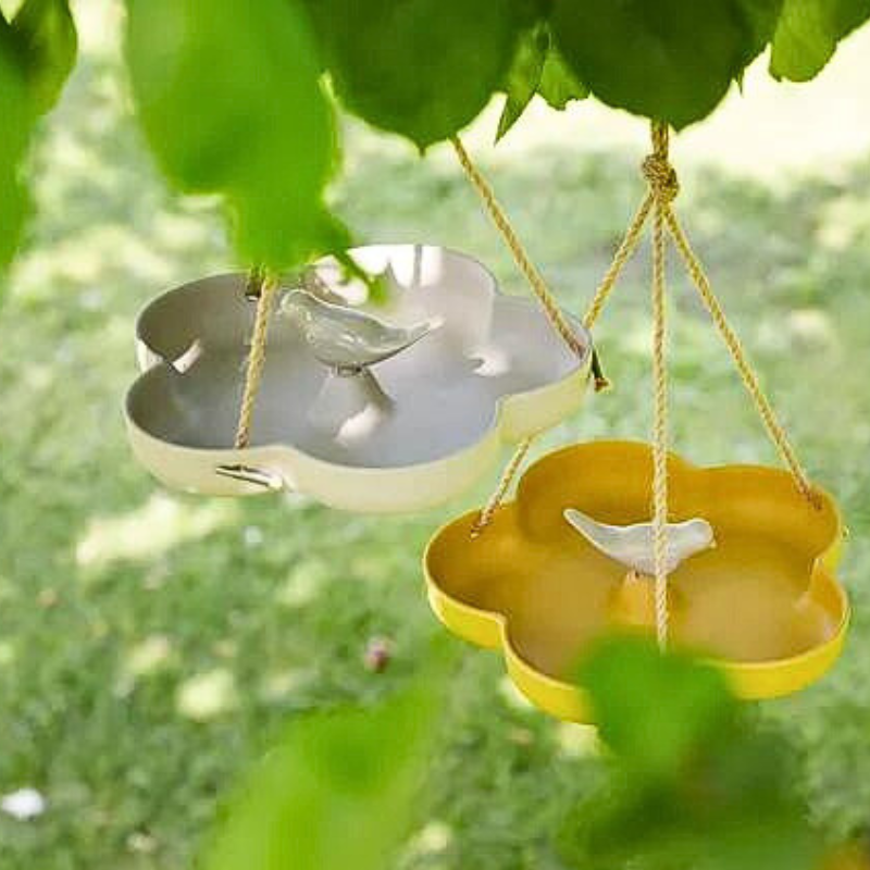 Mangeoire baignoire en bambou pour oiseau sauvage