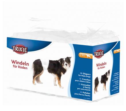 TRIXIE 12 Fraldas para Cães Machos, Tamanhos G-GG, 60-80 cm, para Cães