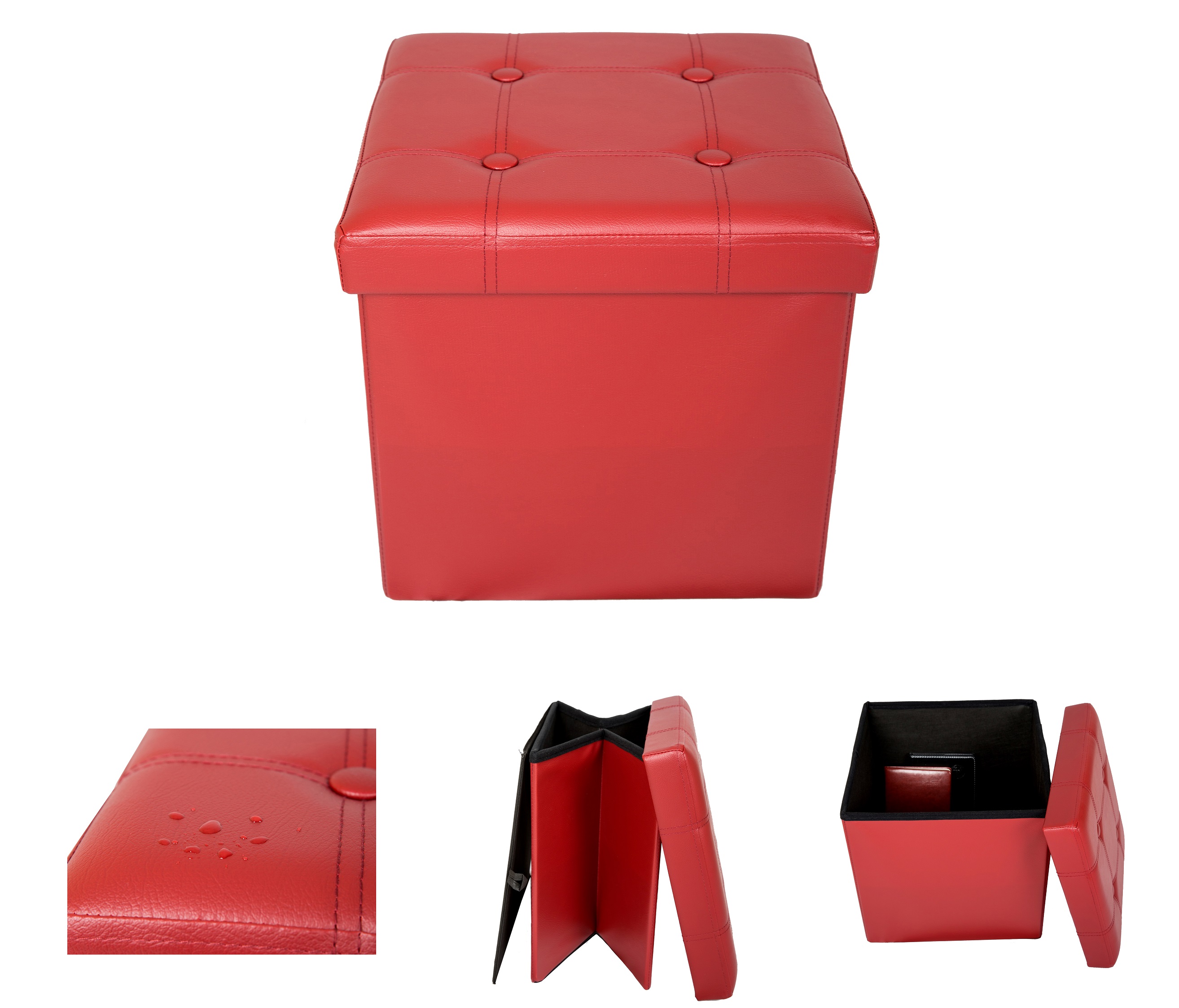 Sitzwürfel Leder BEN rot