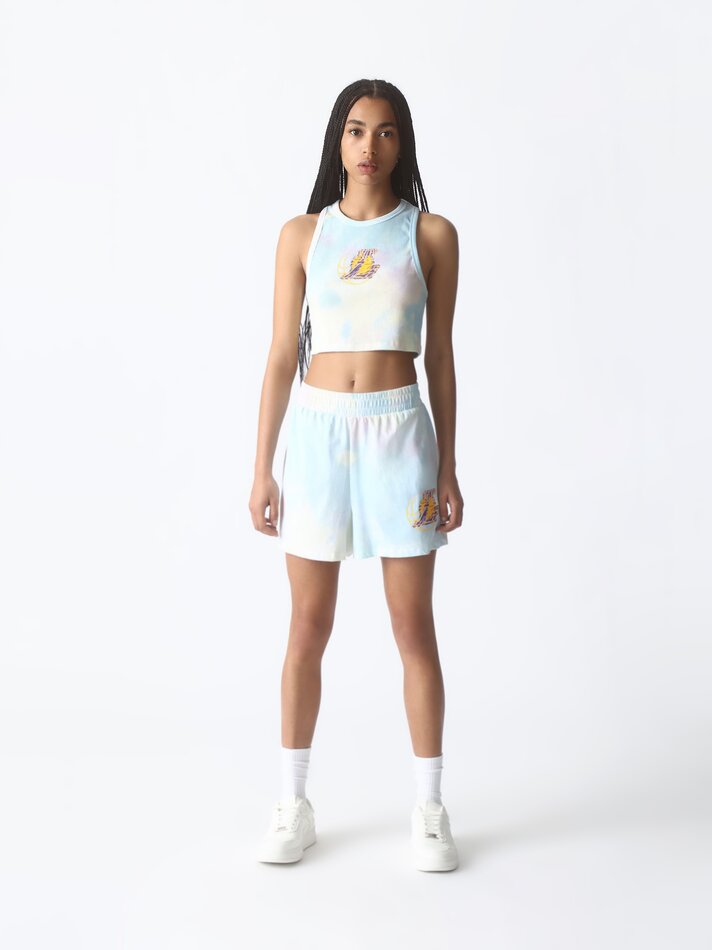 Top cropped do Los Angeles Lakers da NBA - Branco-creme/amarelo