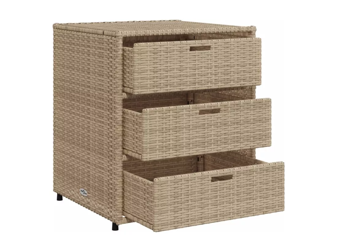Armoire de rangement de jardin beige 55x59x69 cm résine tressée
