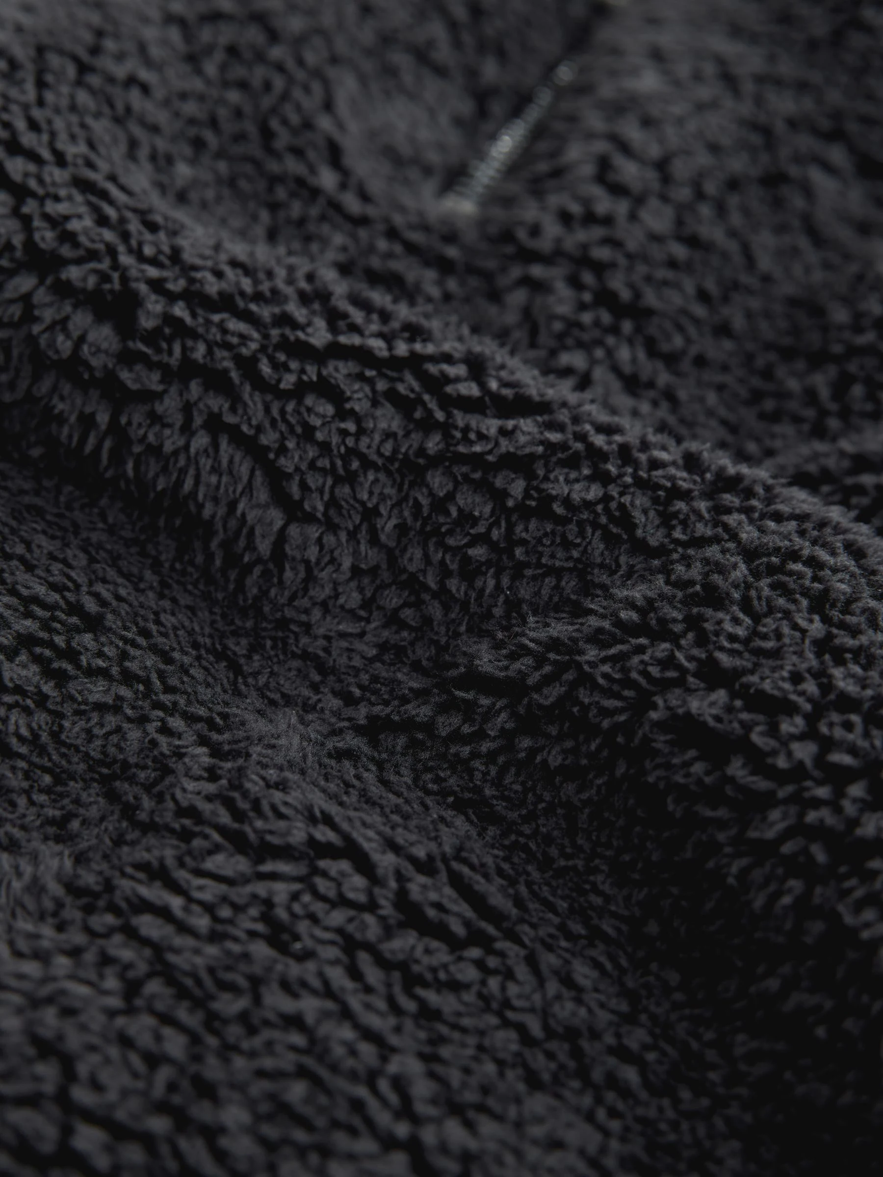 Zwart - Borg fleece met korte rits