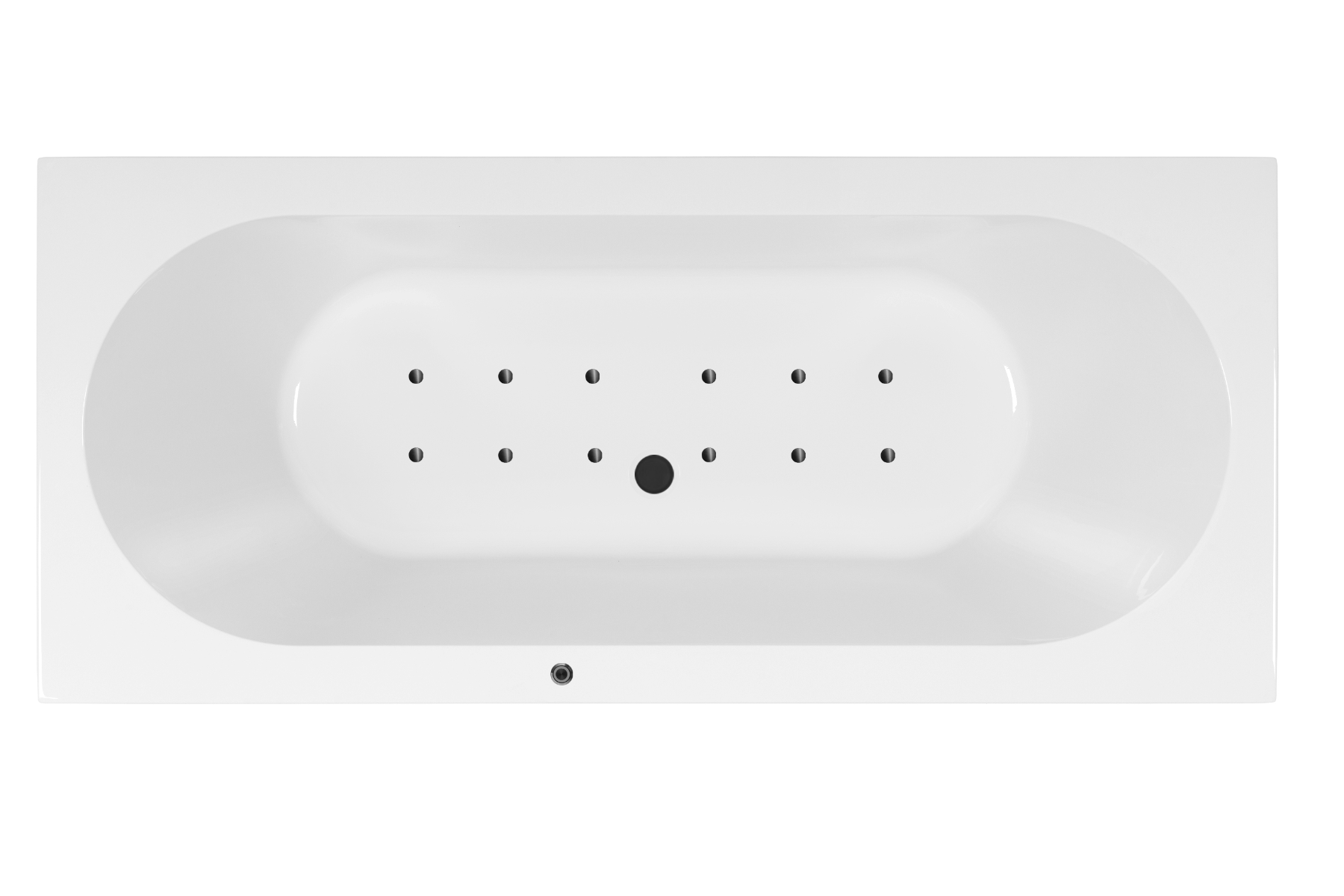 Lambini Designs Round bubbelbad 180x80cm elektronisch 12 aerojets zwart