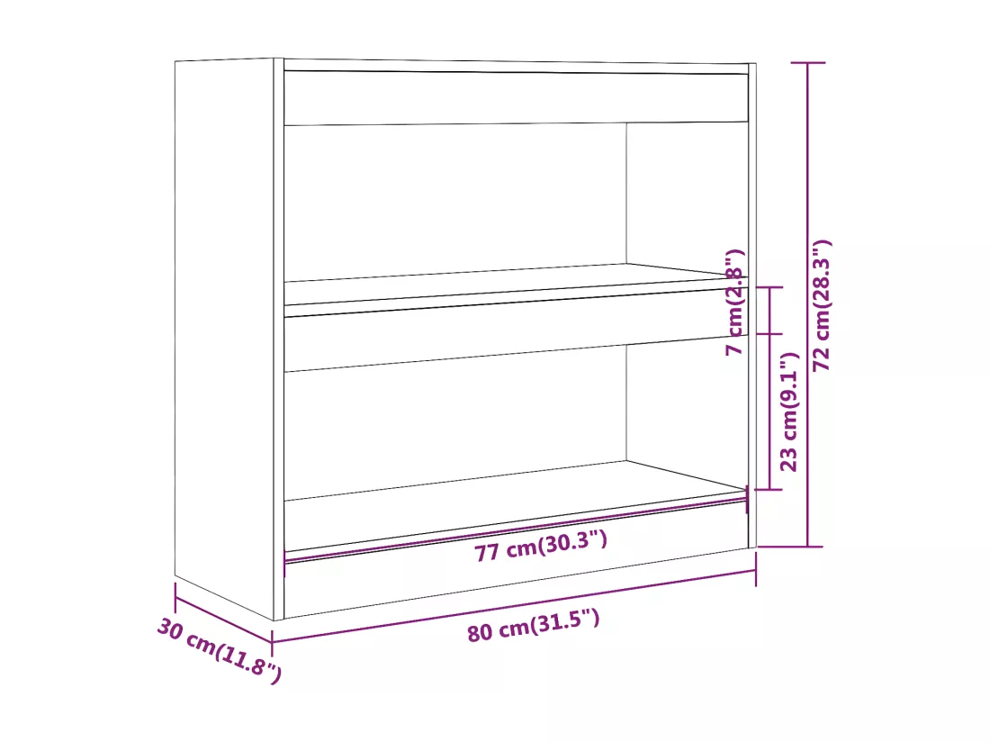 Bibliothèque/Séparateur de pièce Gris béton 80x30x72 cm