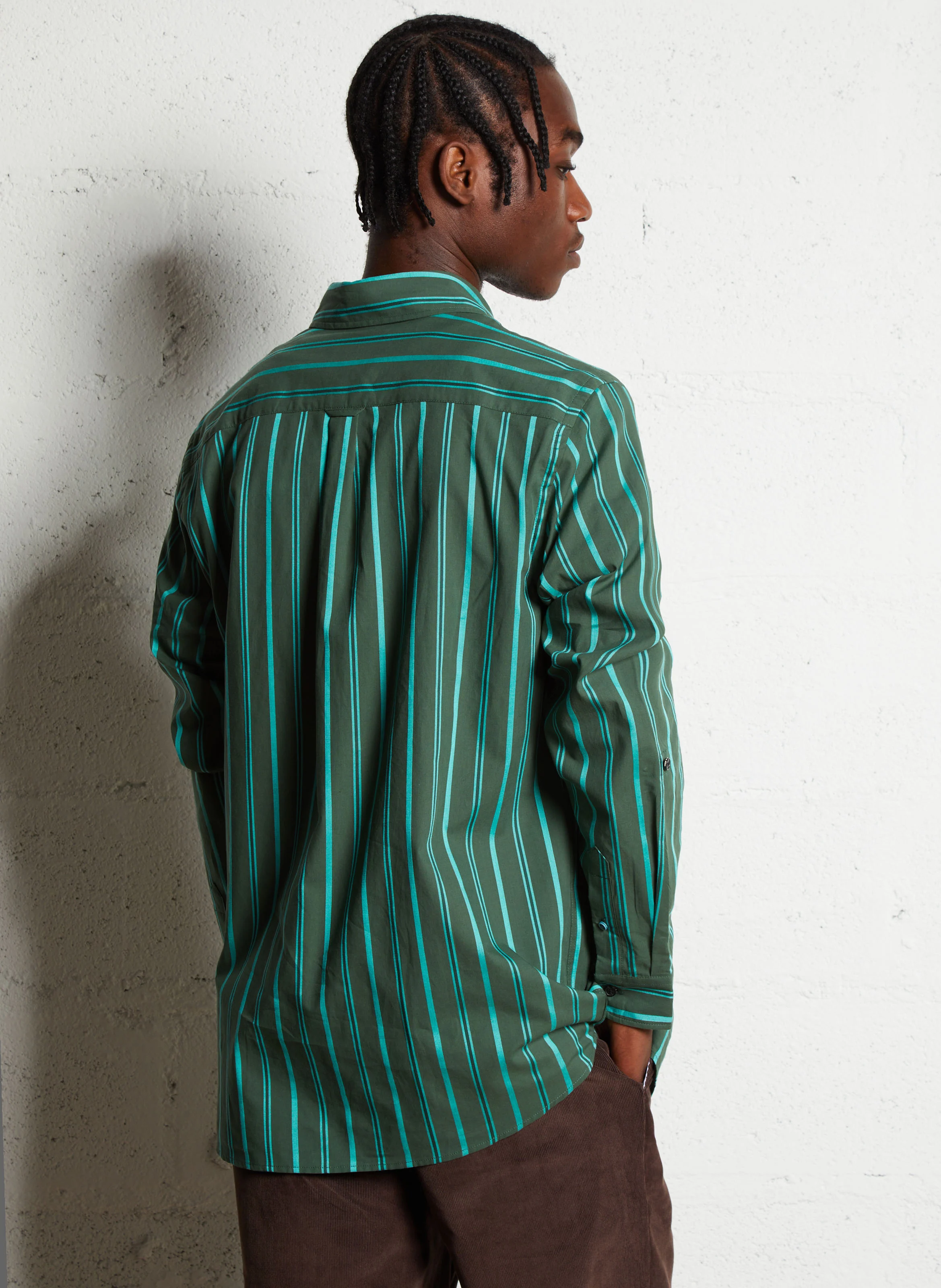 Chemise droite col classique en coton| Vert