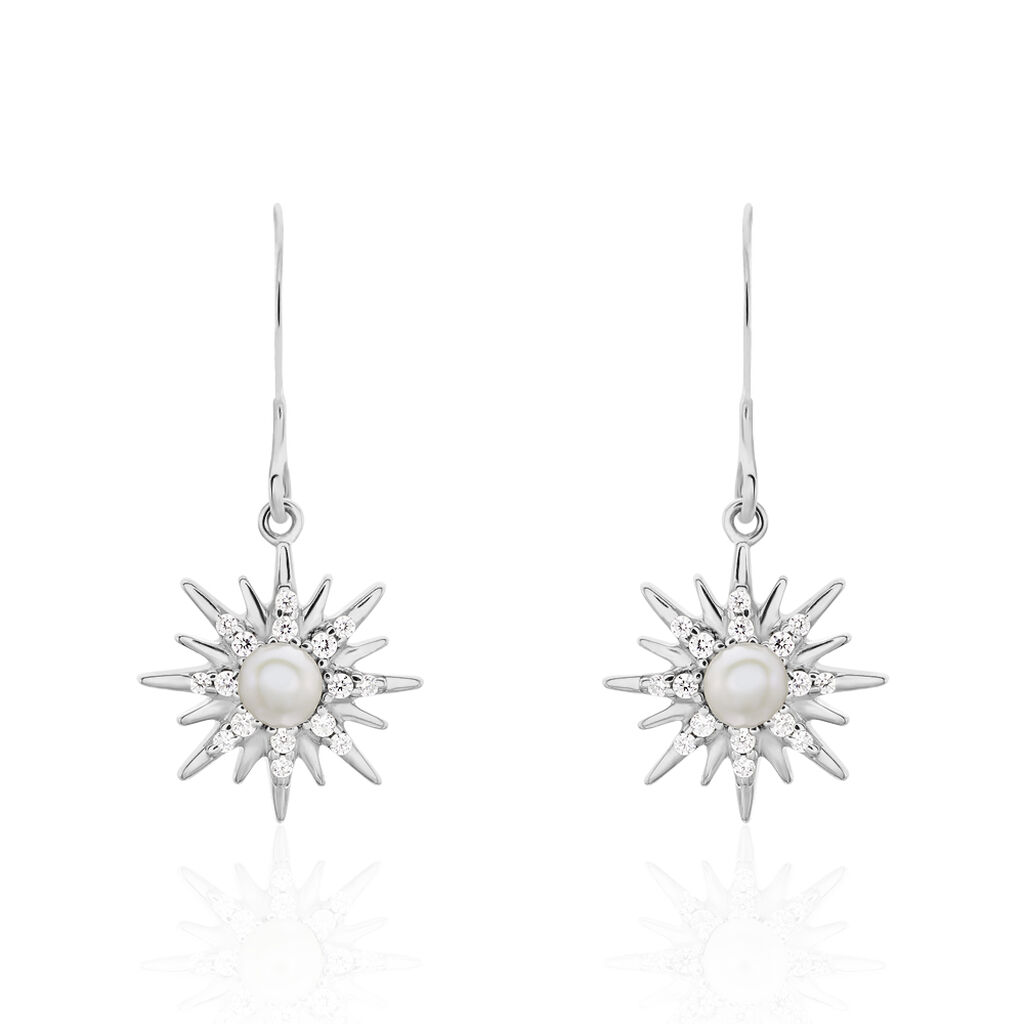 Boucles D'oreilles Pendantes Blanca Argent Blanc Perle De Culture