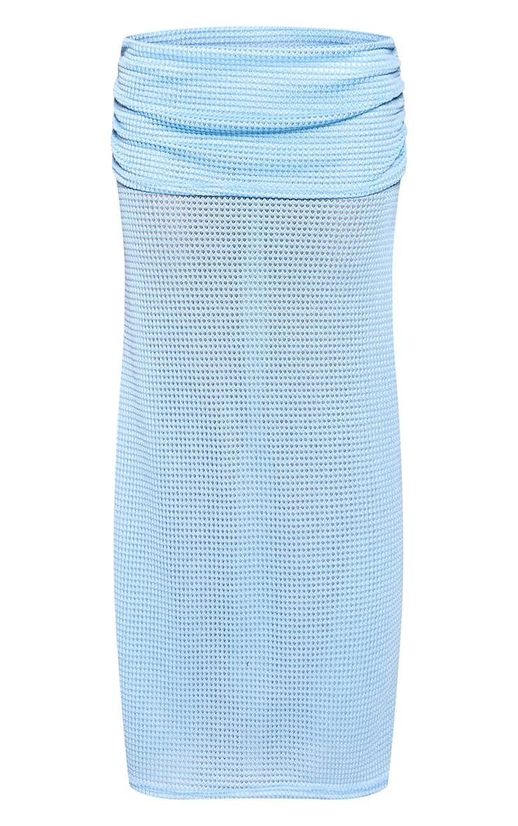 Bleu Layette Jupe Longue Texturée À Taille Froncée Coordonnée