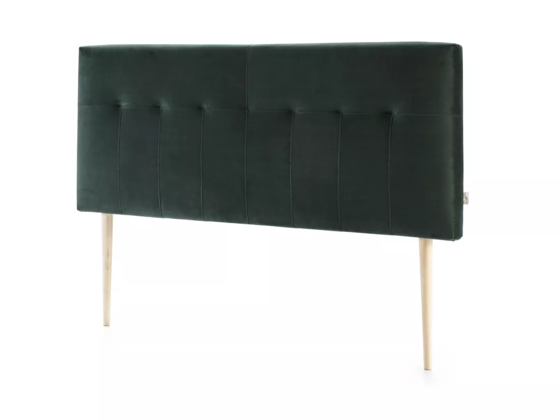 Tête de lit tapissée Napoles 160x100 cm Vert, Velours, Pieds en Bois