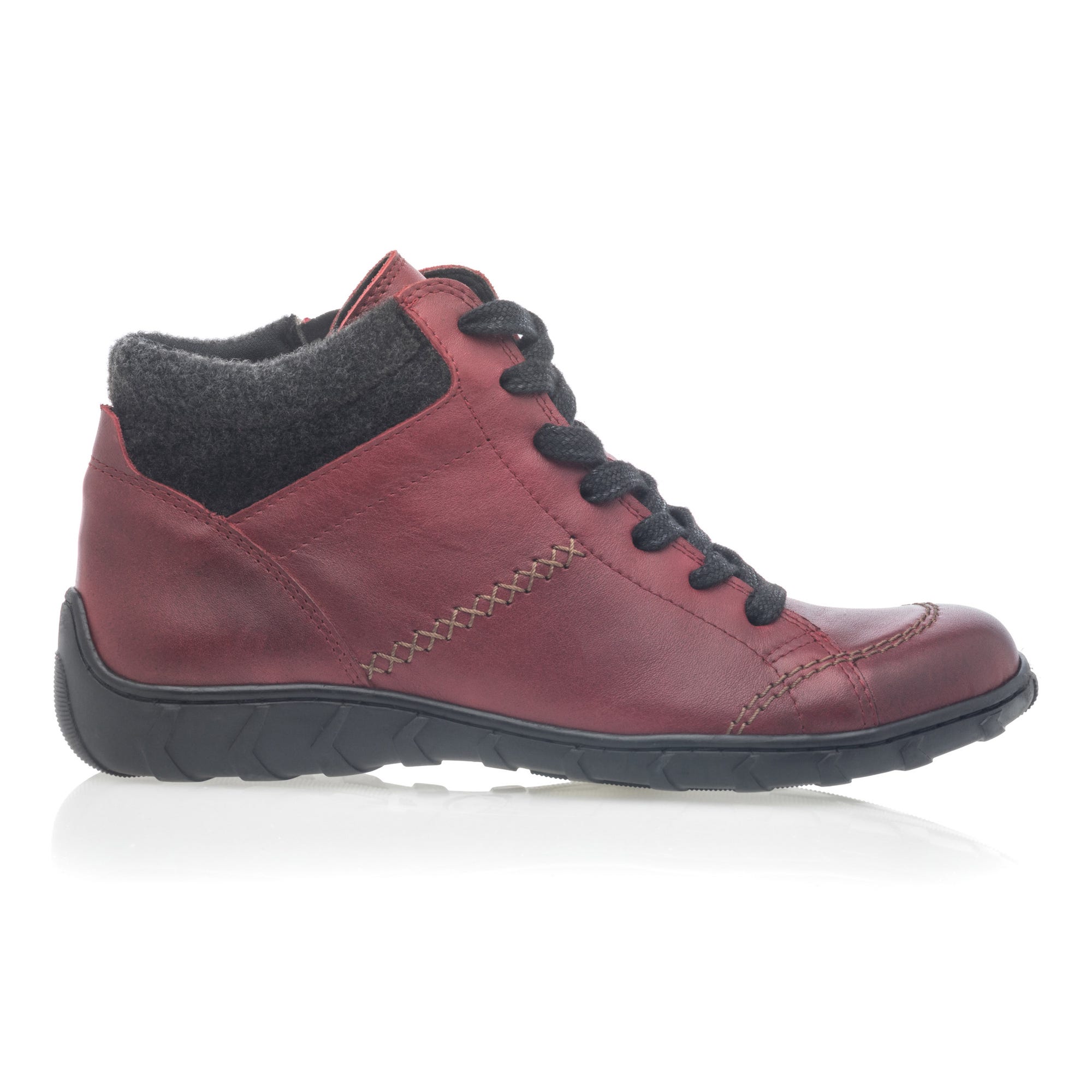 Baskets hautes Femme en cuir rouge
