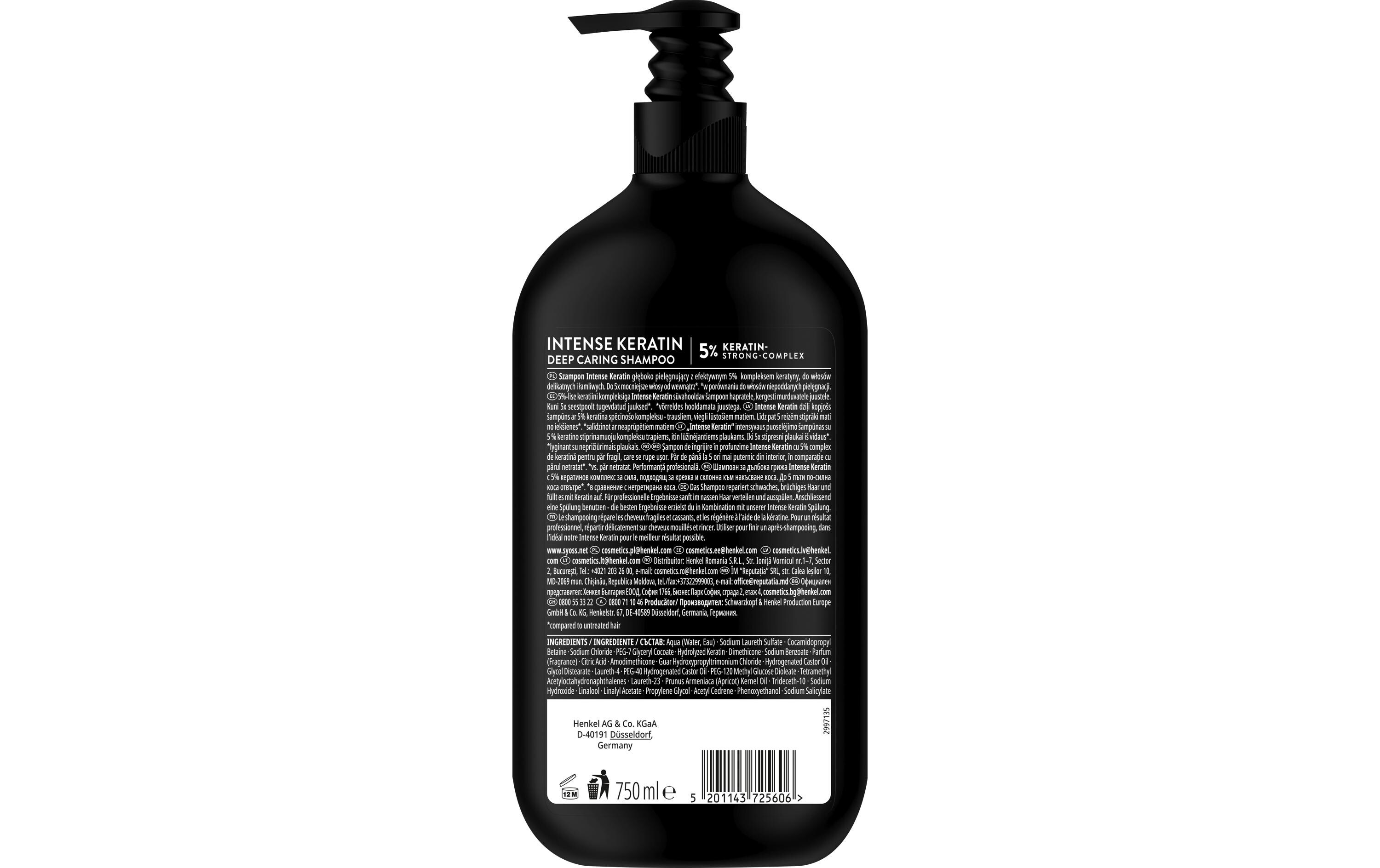 Shampoo Intense Keratin 750 mlHaarshampoo erneuert und stärkt die Haarfasern