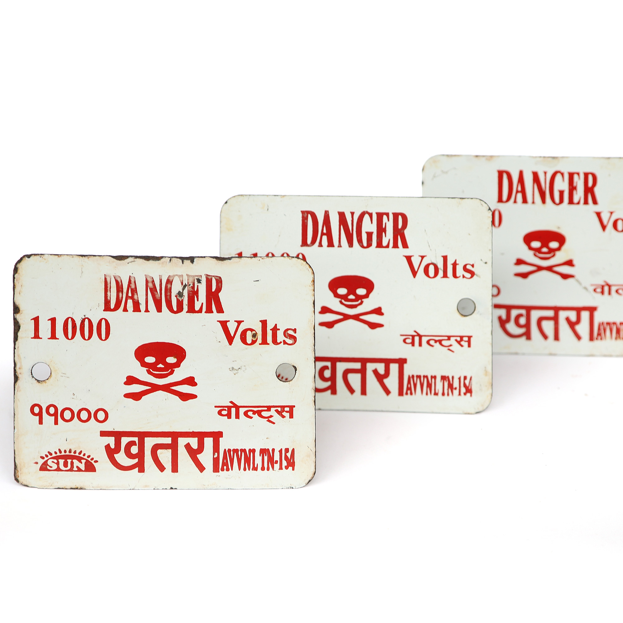 Schild 'Danger - 11000 Volts', weiß, rot, B 25 cm, H 20 cm günstig bestellen