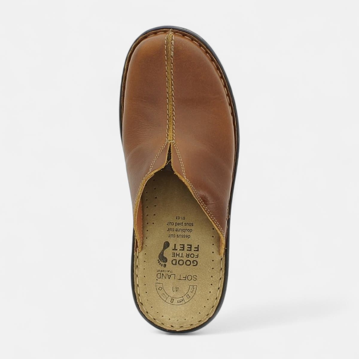 Sabots Homme en cuir cognac