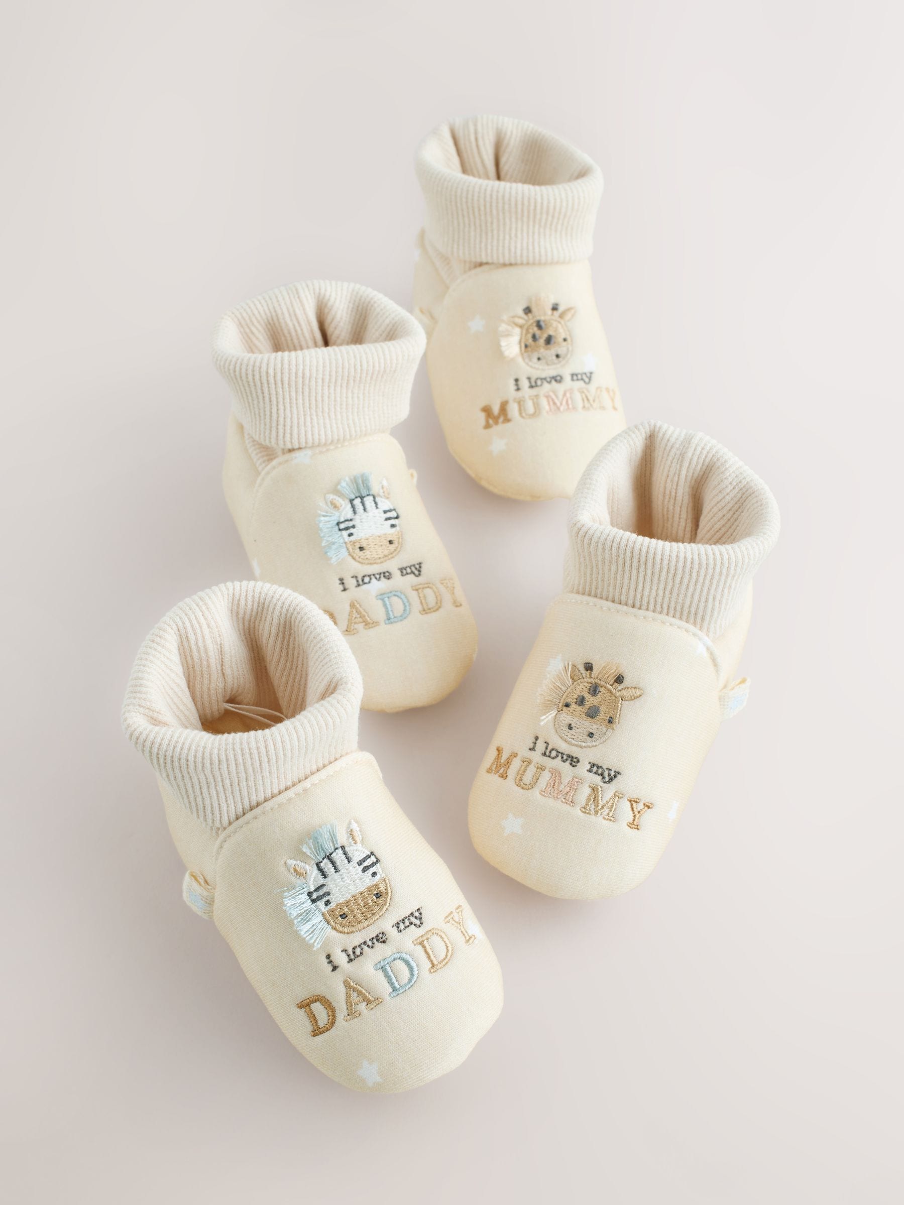 Naturel I Love Mummy/Daddy - Babyslofjes met sok-bovenkant (0-18mnd)