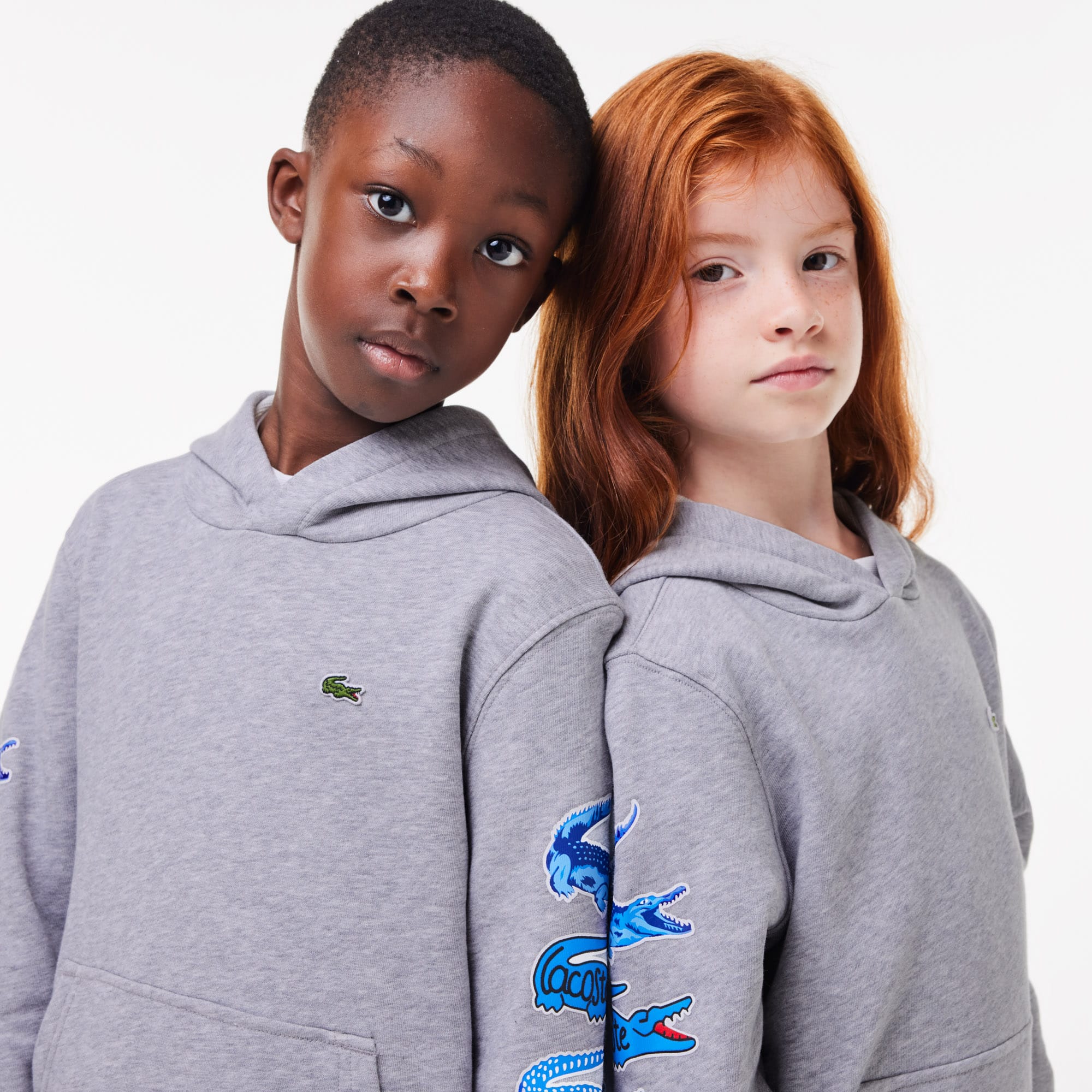 Sweatshirt à capuche avec crocodiles contrastés Pullovers & Sweatshirts - Gris - Lacoste - Enfant