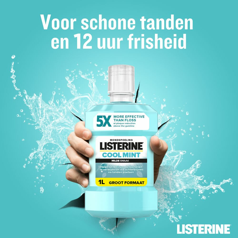 3x Listerine Mondwater Cool Mint Milde Smaak Zonder Alcohol1 liter