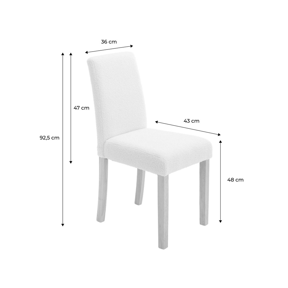 Lot de 4 chaises rita revêtement bouclette pieds en bois d'hévéa