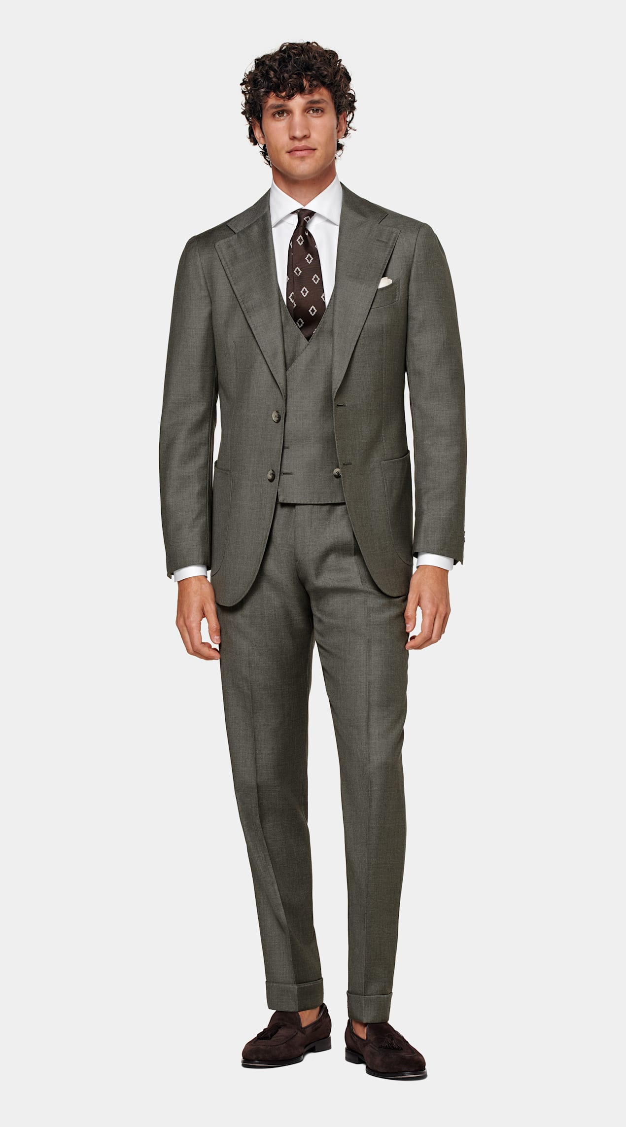 Costume trois pièces Havana coupe Tailored vert foncé