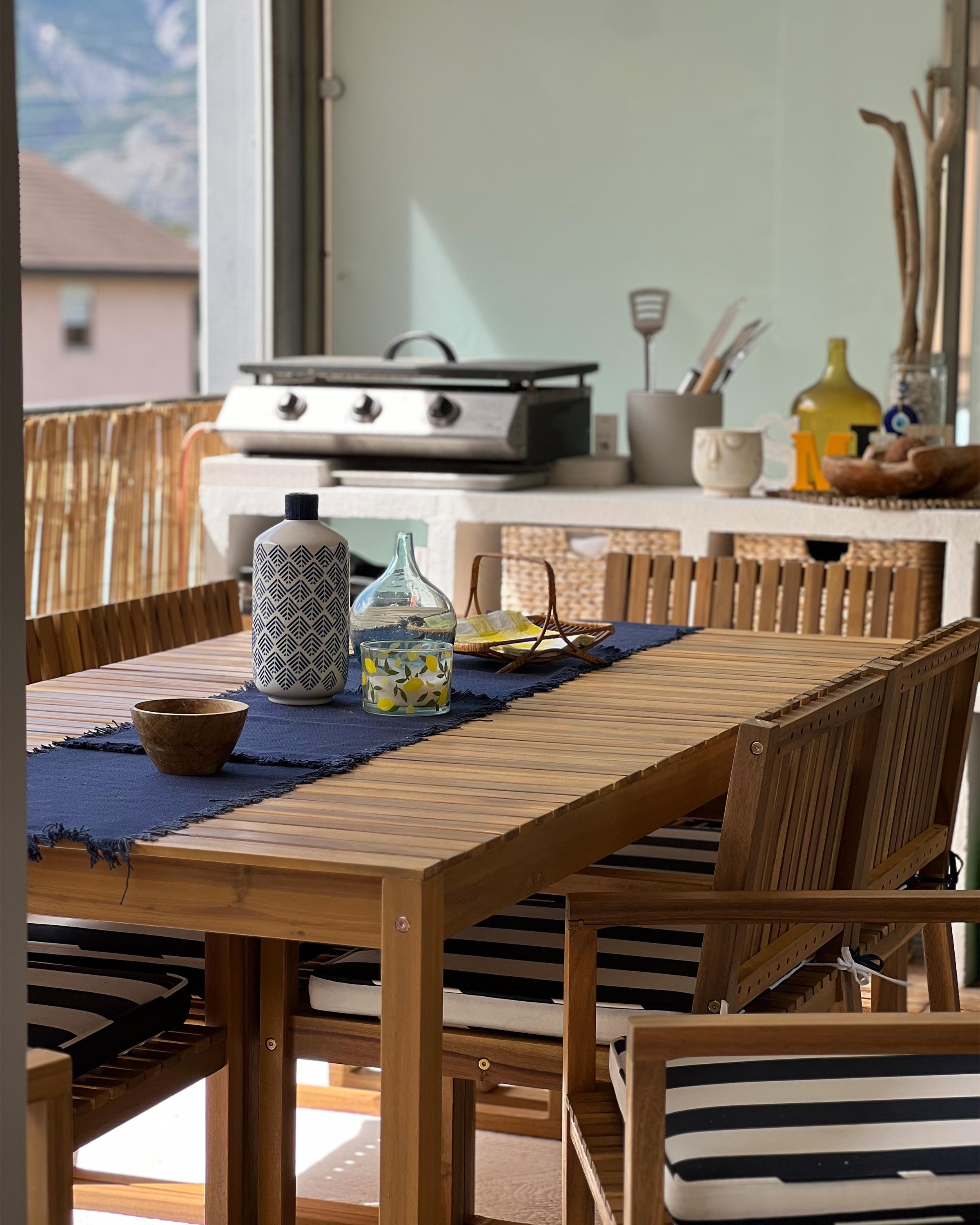 Tuinset 8-zits SASSARI II met kussens Gecertificeerd acaciahout Marineblauw