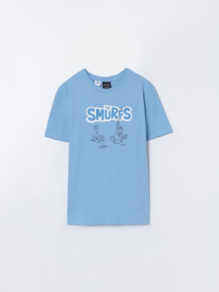Camiseta estampada dos Smurfs IMPS - Azul claro
