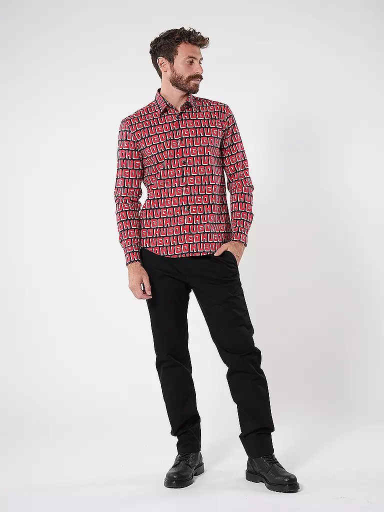 HUGO Hemd Slim Fit ERMO  rot