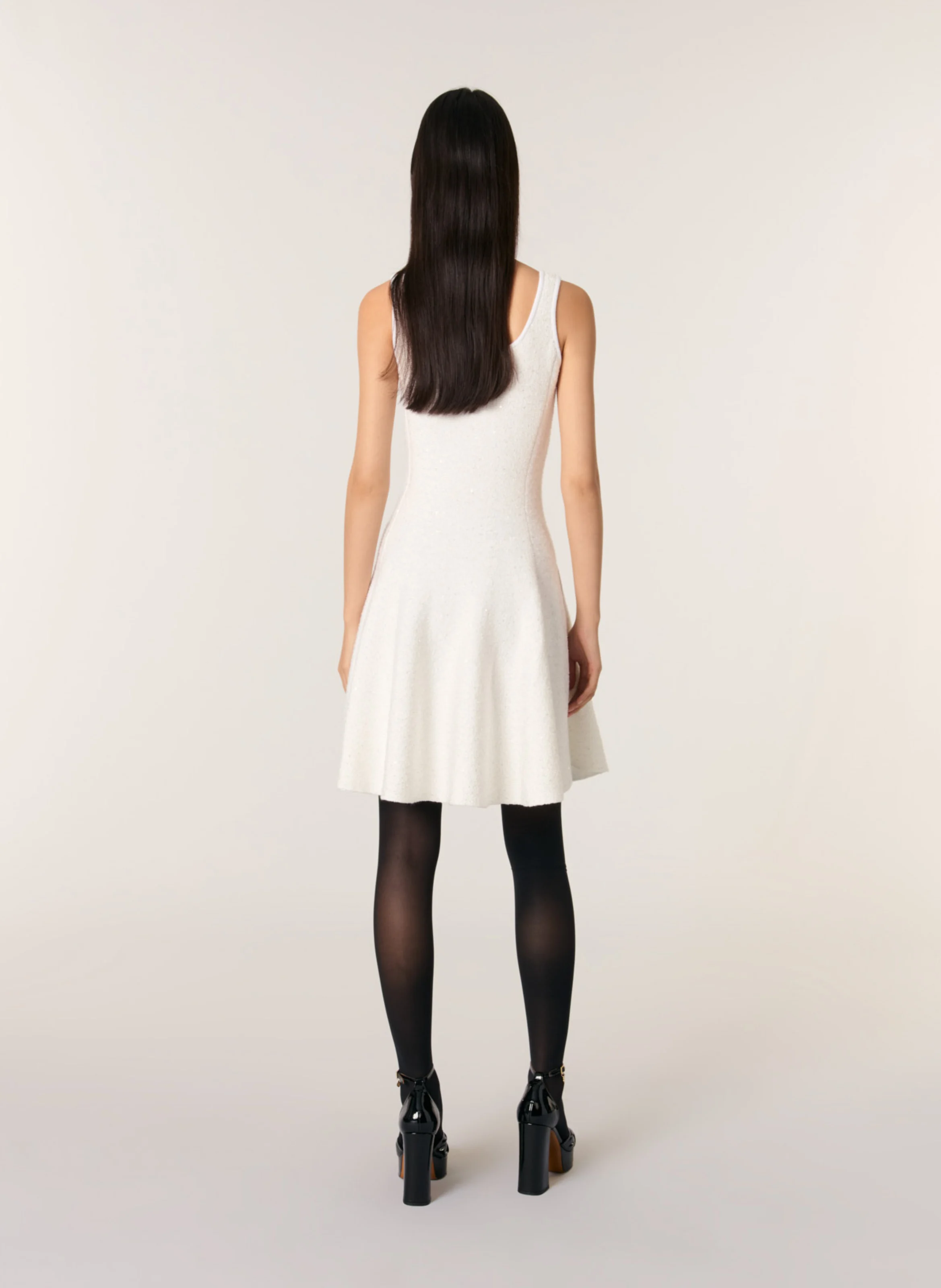 Robe courte col rond| Blanc