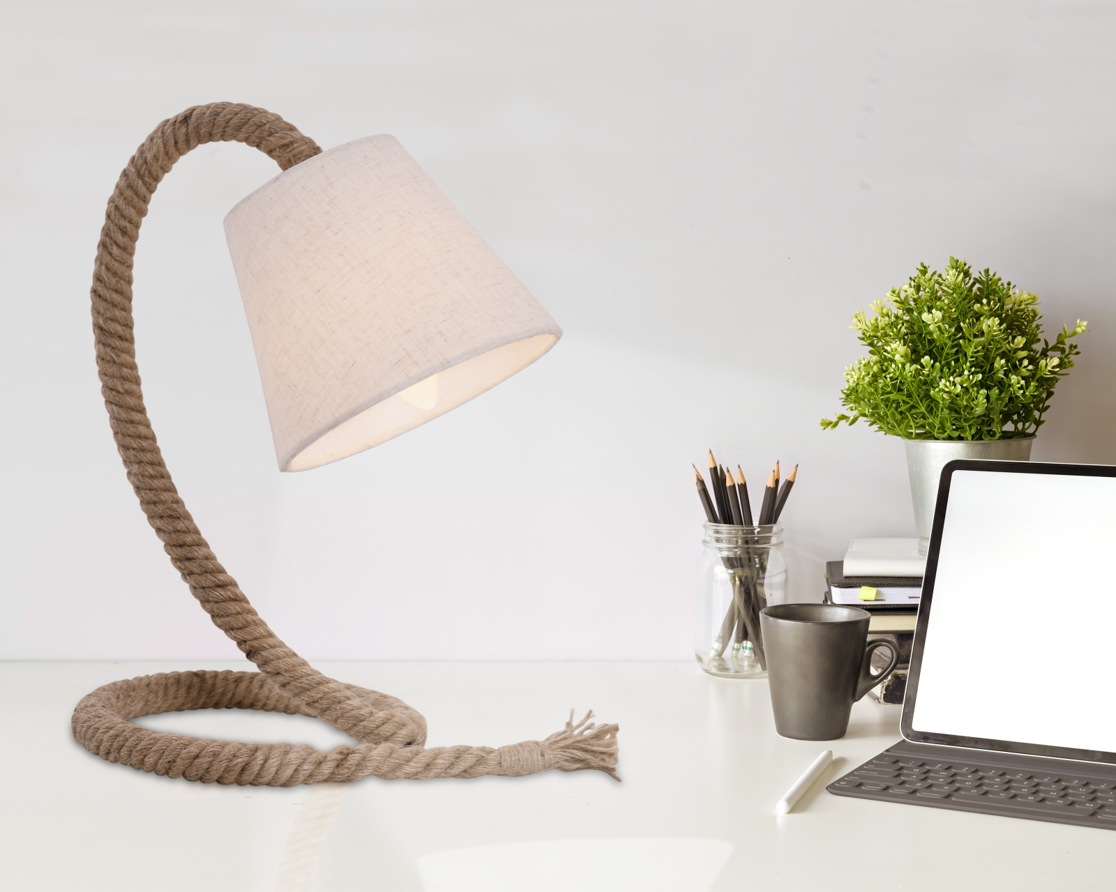 Tischleuchte ROPE - mit Juteseil - 38 cm hoch