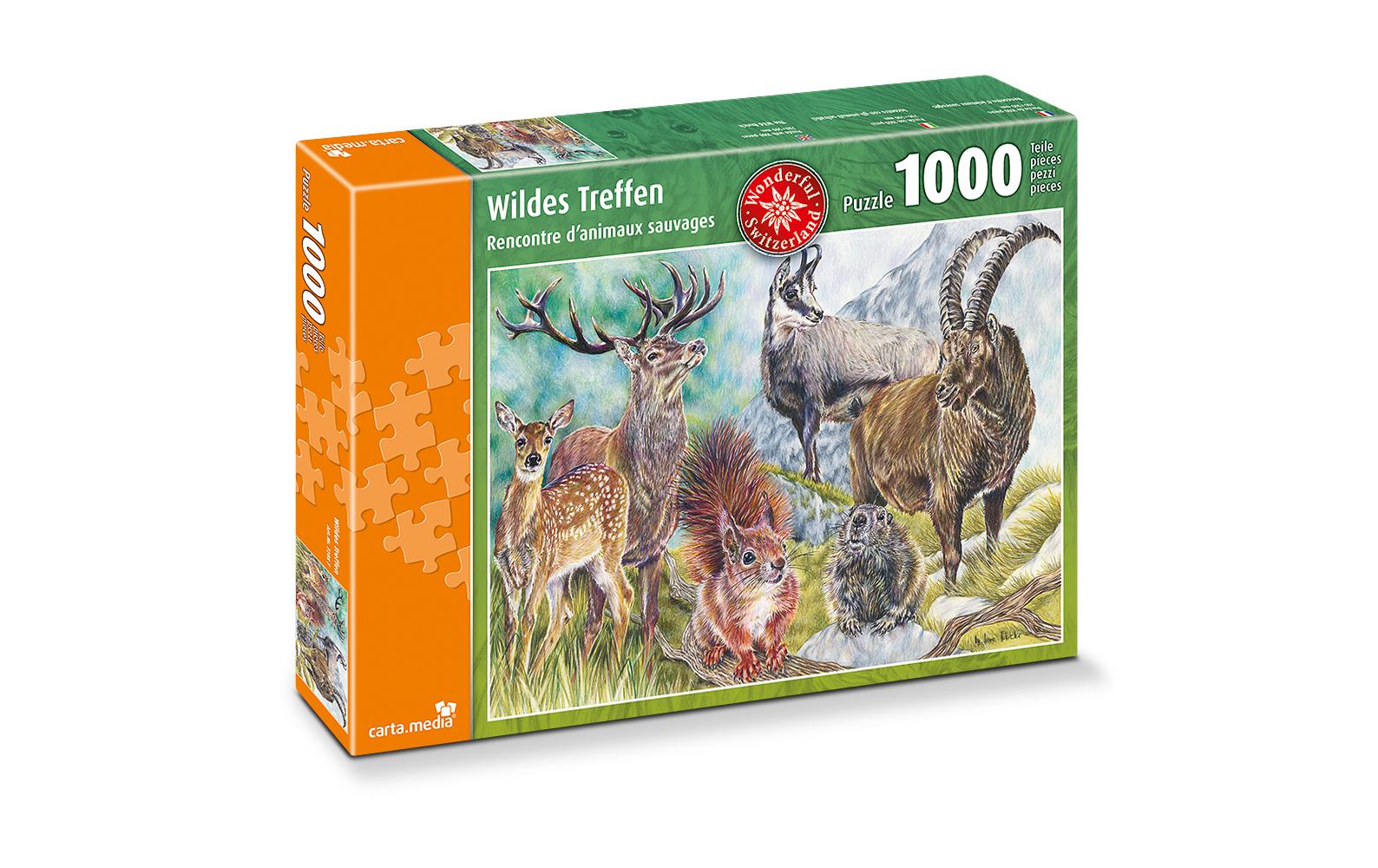 Puzzle Wildes Treffen 1000 TeilePuzzle perfekt für Tierliebhaber
