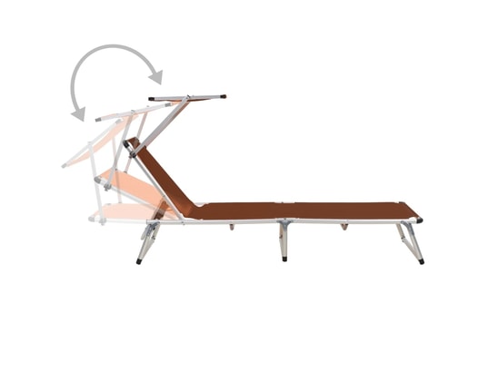 VIDAXL - Bain de soleil Lot de 2 chaises longues pliables avec auvent aluminium et t...