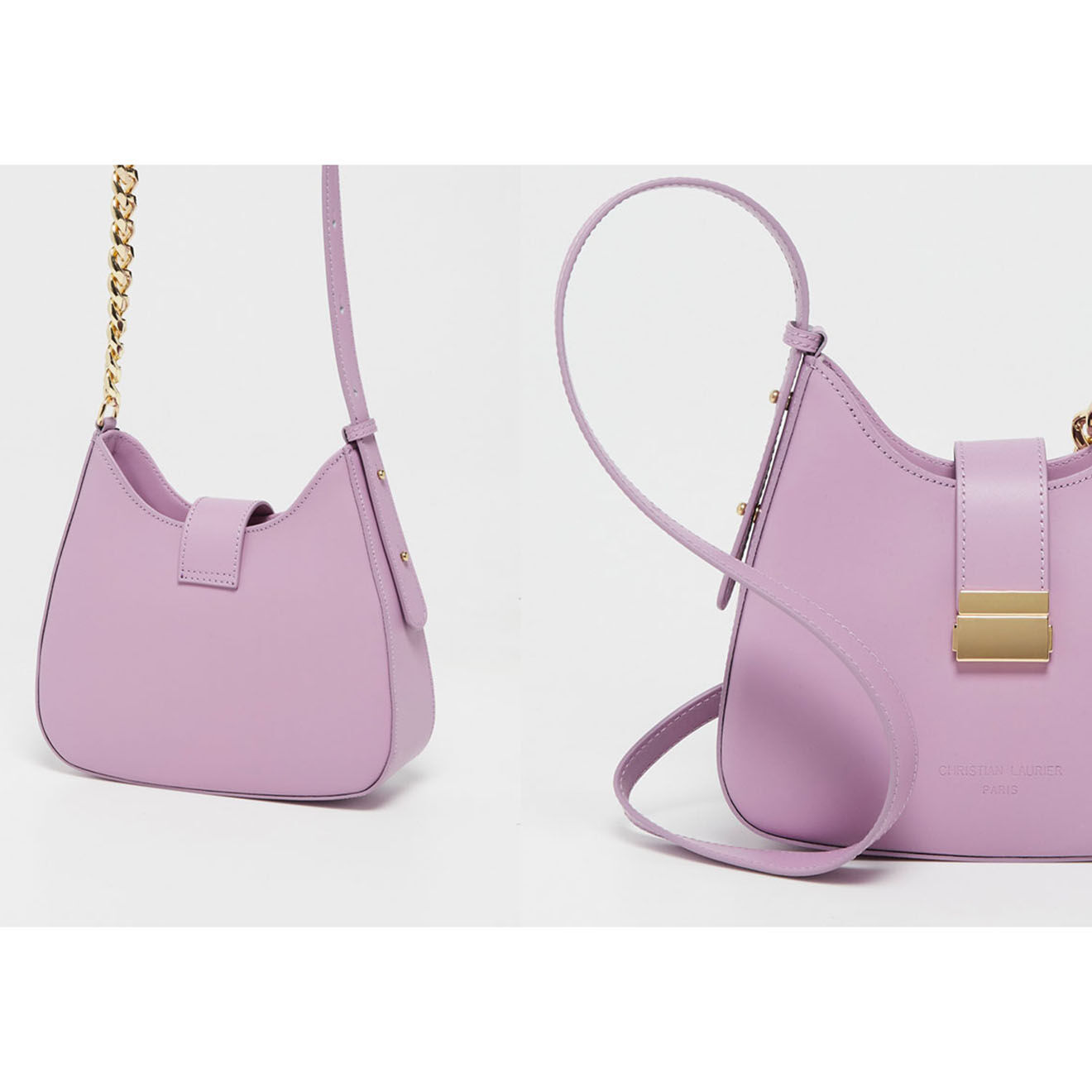 Christian Laurier Sac bandoulière en Cuir Hely lilas - 24x22x6.5 cm
