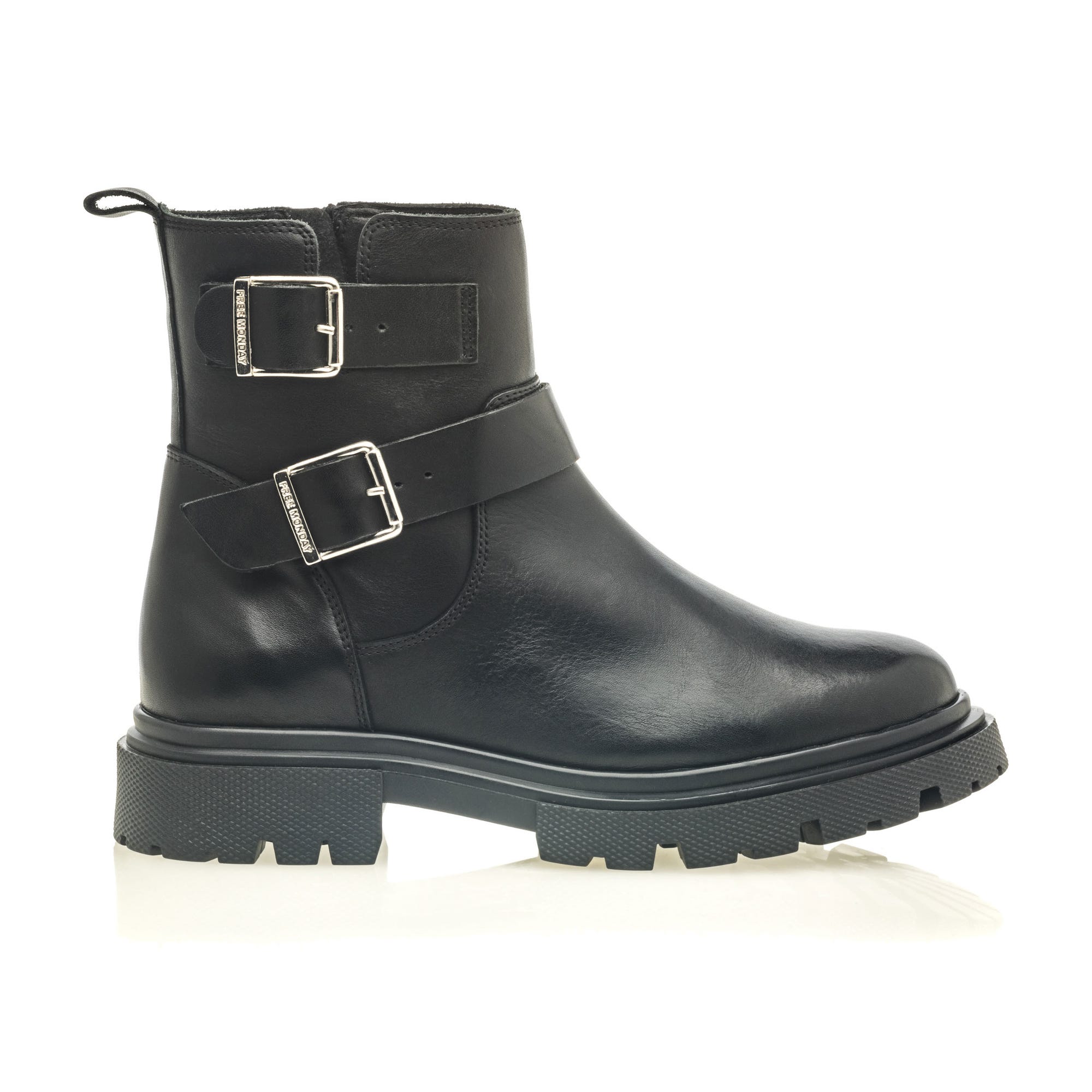 Boots Femme en cuir noir