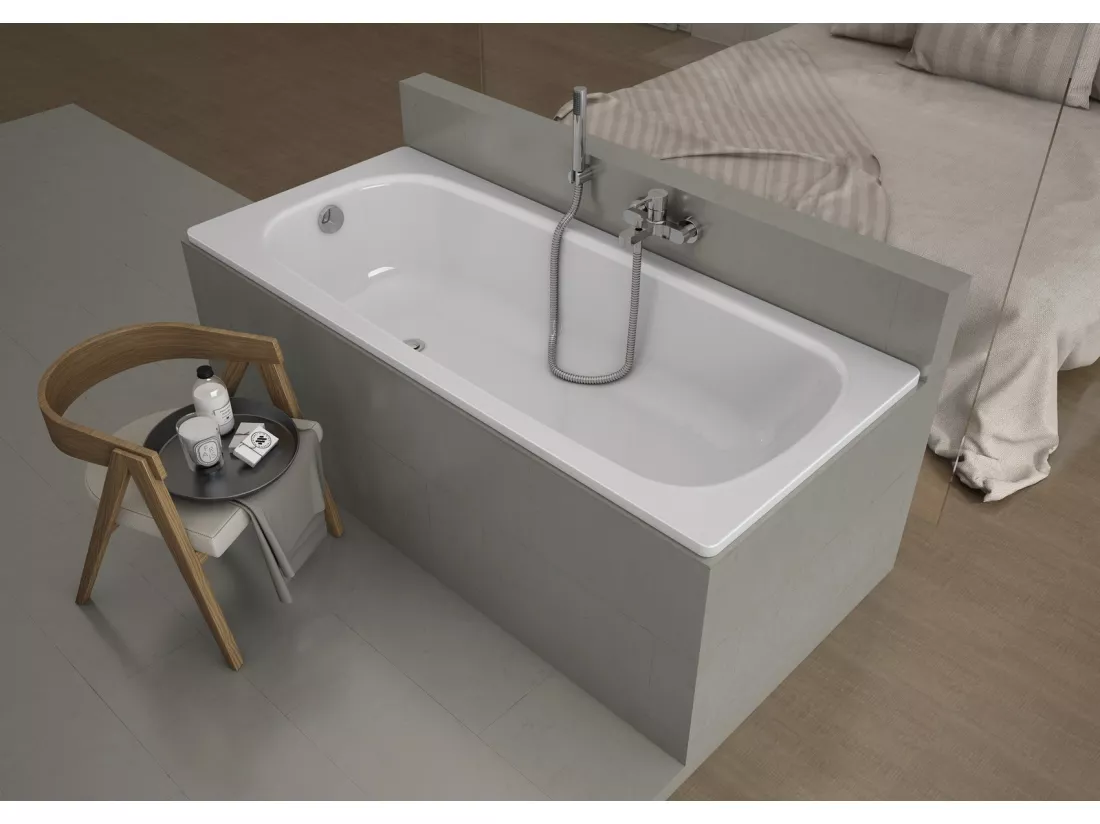 Baignoire AVIZORIA en acier émaillé 140-150-160-170x75 cm fond anti derapant rugueux - Dimensions: 140cm
