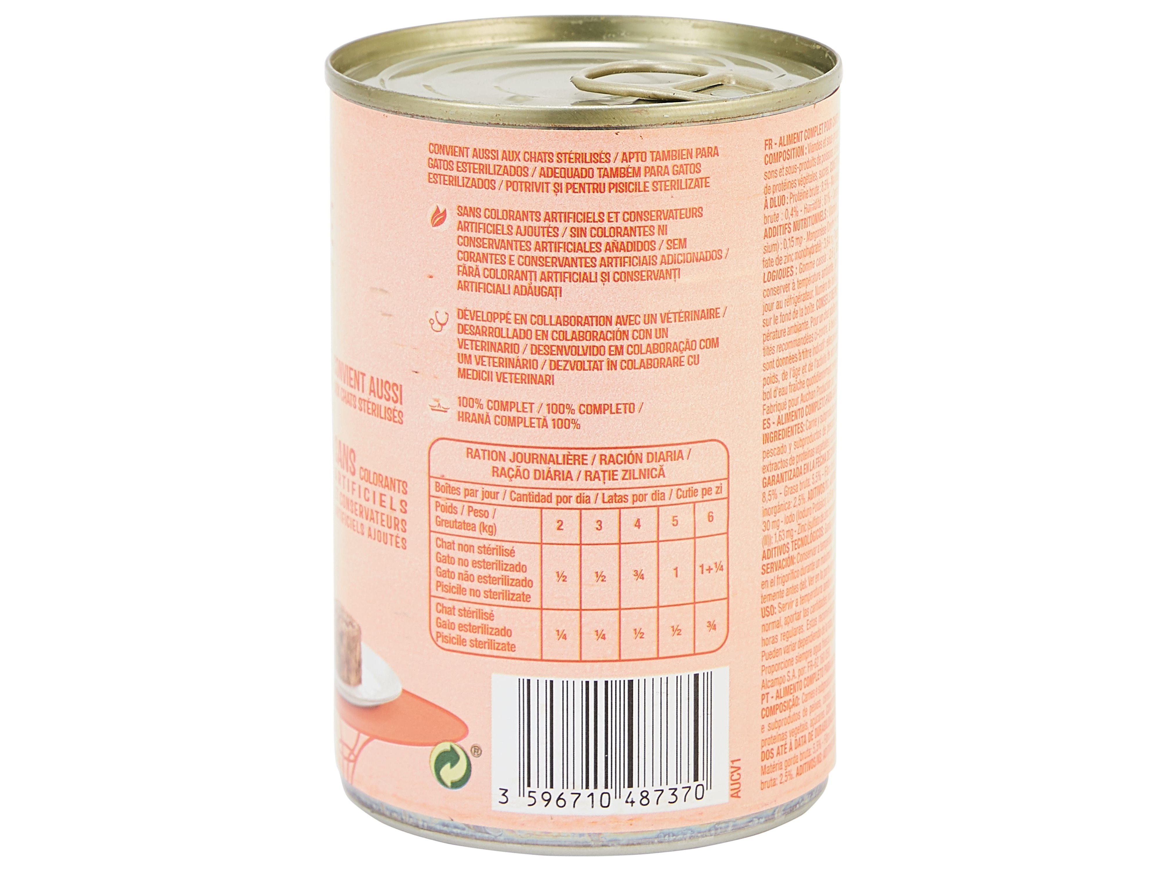 COMIDA HÚMIDA PARA GATO AUCHAN TERRINA FRANGO 400G