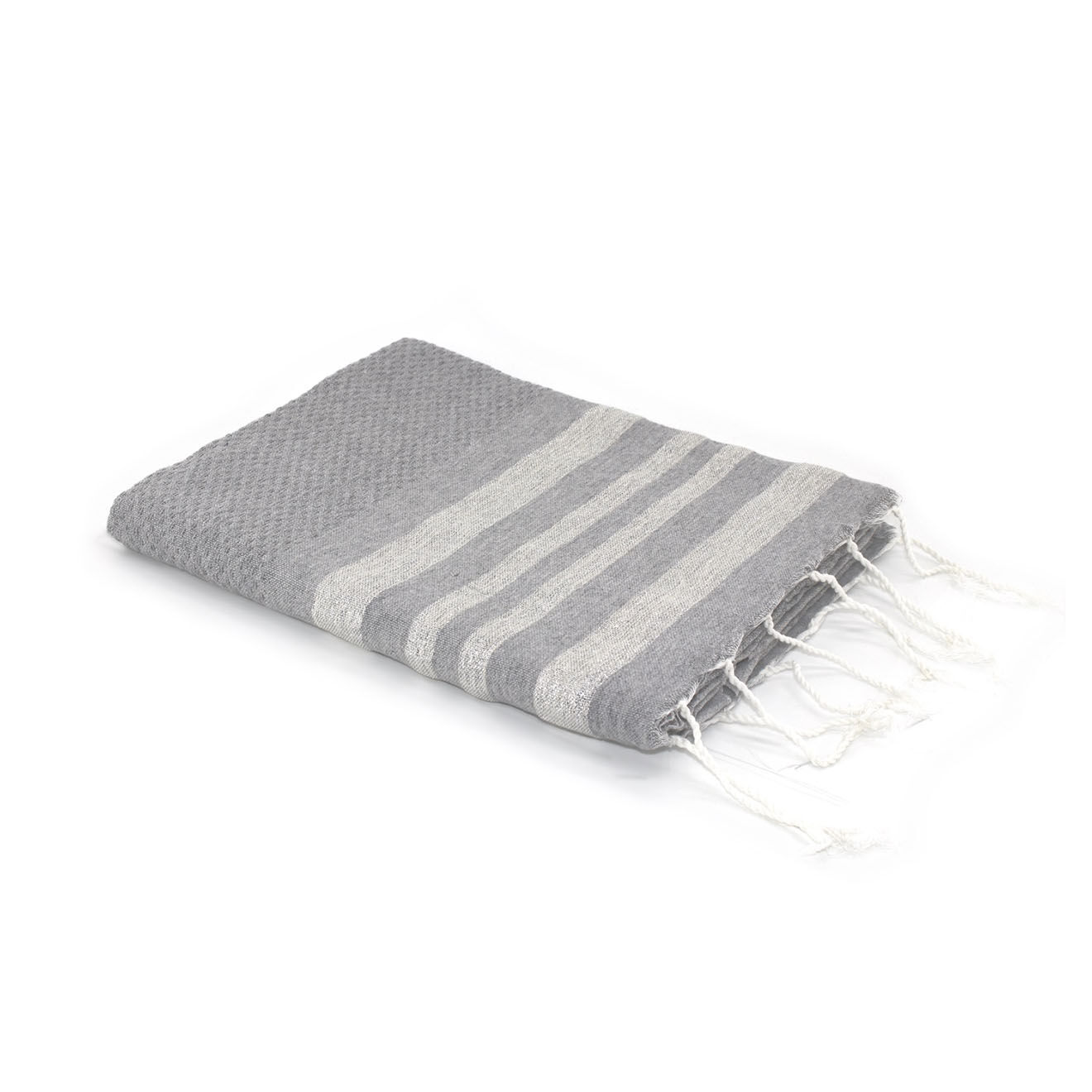 Febronie Fouta Nid d'abeille Hamptons Lurex gris perle/argenté - 100x200 cm