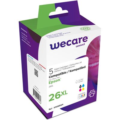 Cartouche compatible Epson 26XL Ours Polaire - pack de 5 - noir x2, cyan, magenta, jaune - Wecare