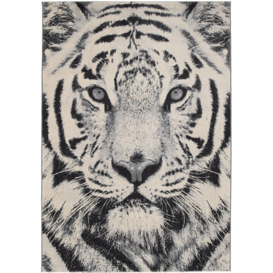 Tapis chambre d'enfant - tigre rajah - gris et beige - 160 x 230 cm