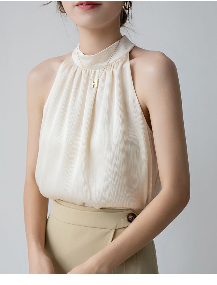 EFO - Haltertop met mock neck en effen kleur