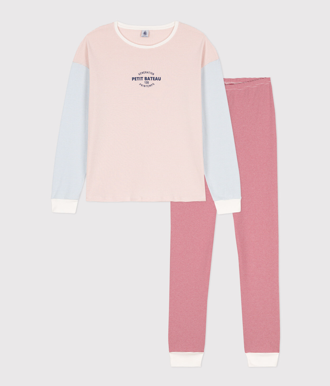Pyjama milleraies tricolore en coton femme