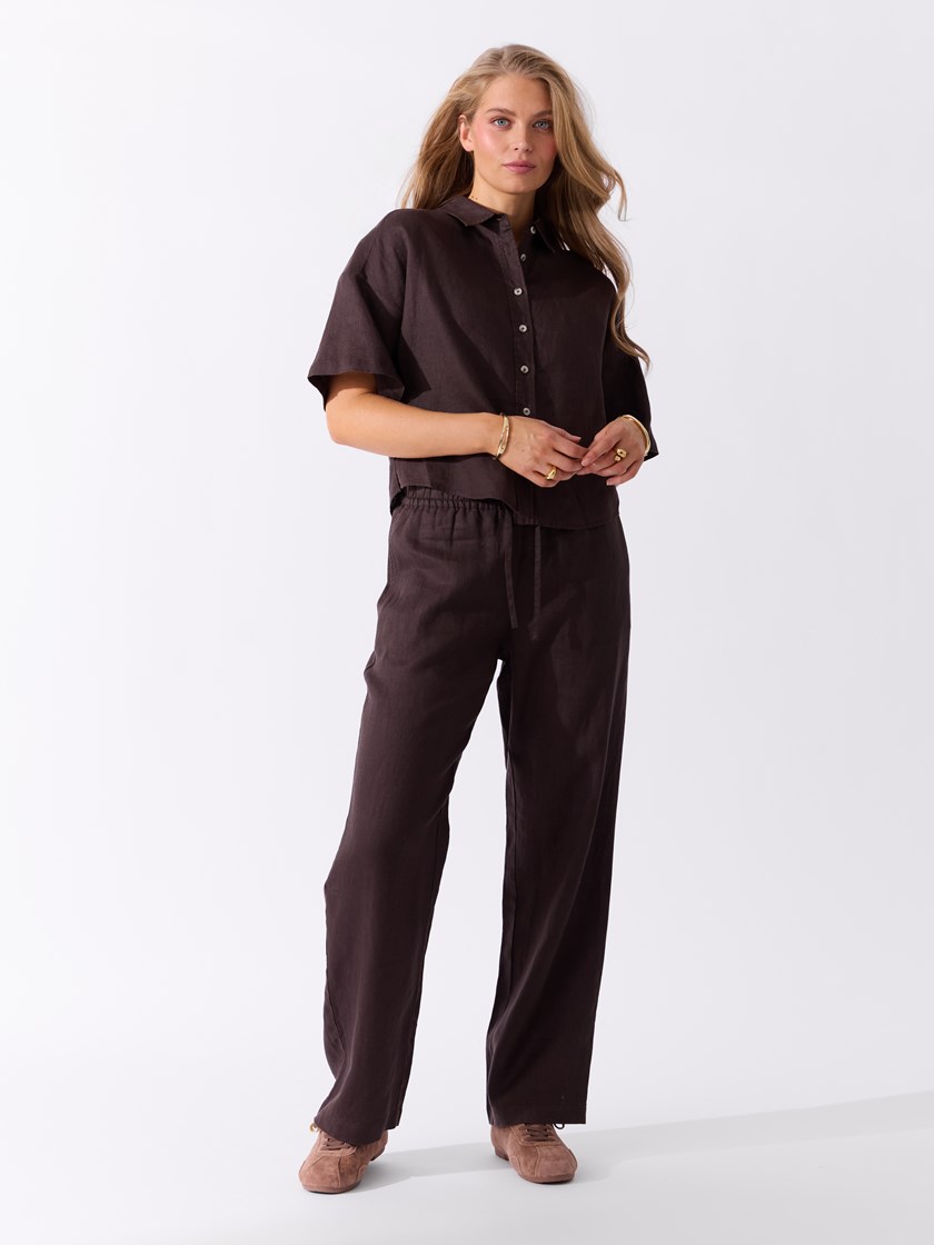 Diondra linbukse Chocolate Brown