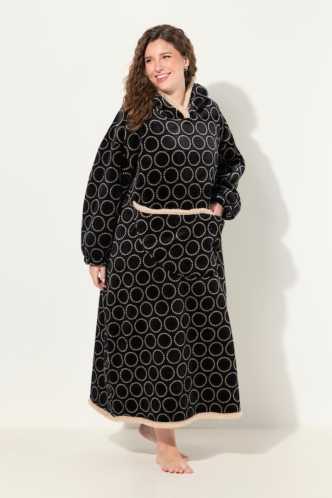 Loungewear-Poncho, Plüsch, Kapuze, Langarm, Tasche