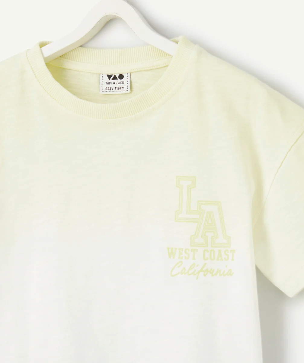 t-shirt manches courtes en coton bio tie and die jaune et bleu