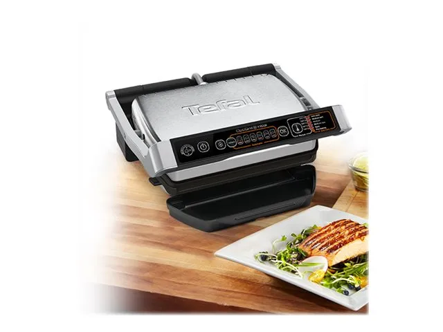 Tefal OptiGrill  GC706D34 - Grill - elektrisk - 600 cm2 - rustfrit stål/sort