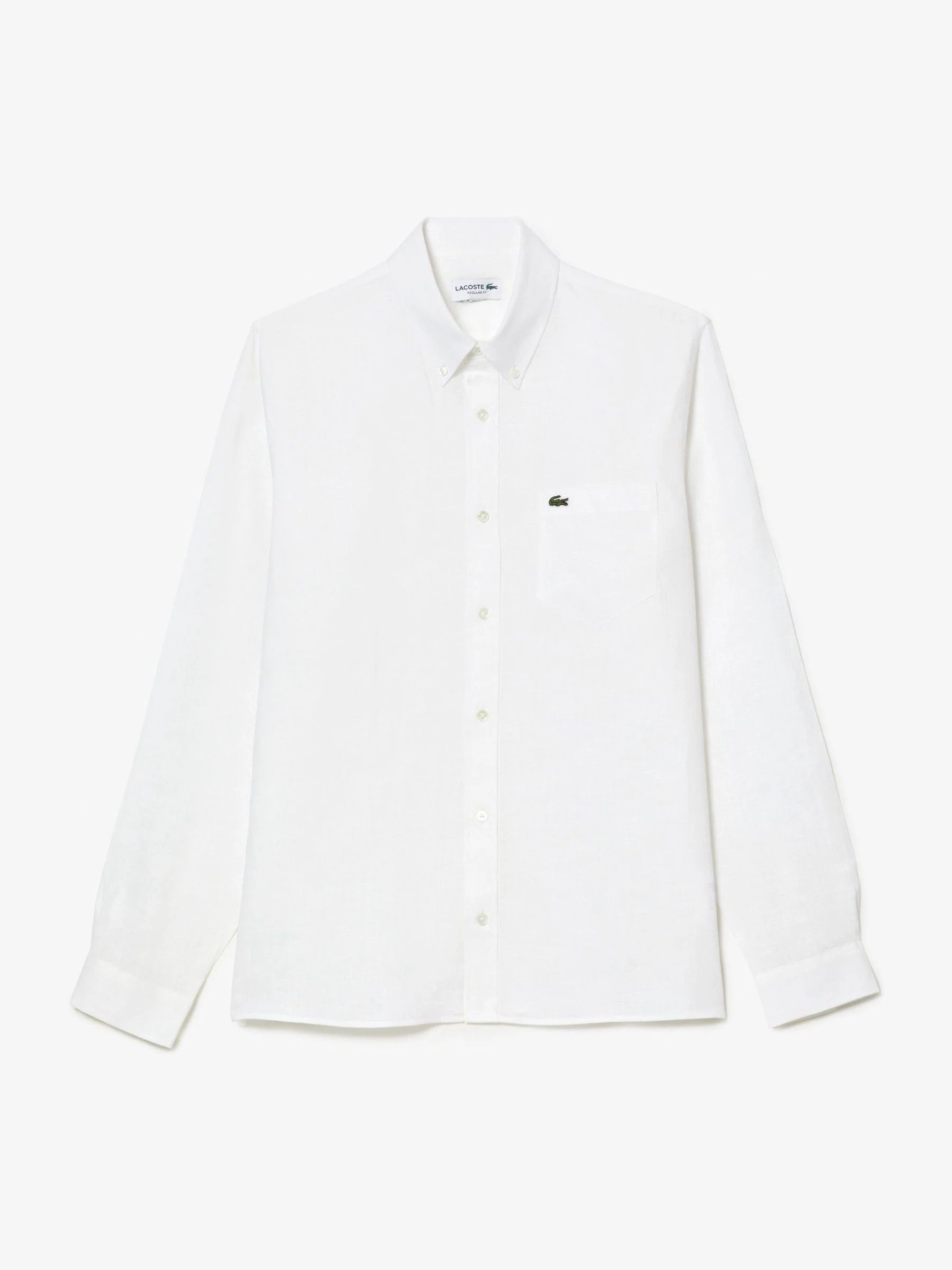Wit - Lacoste regular fit linnen overhemd