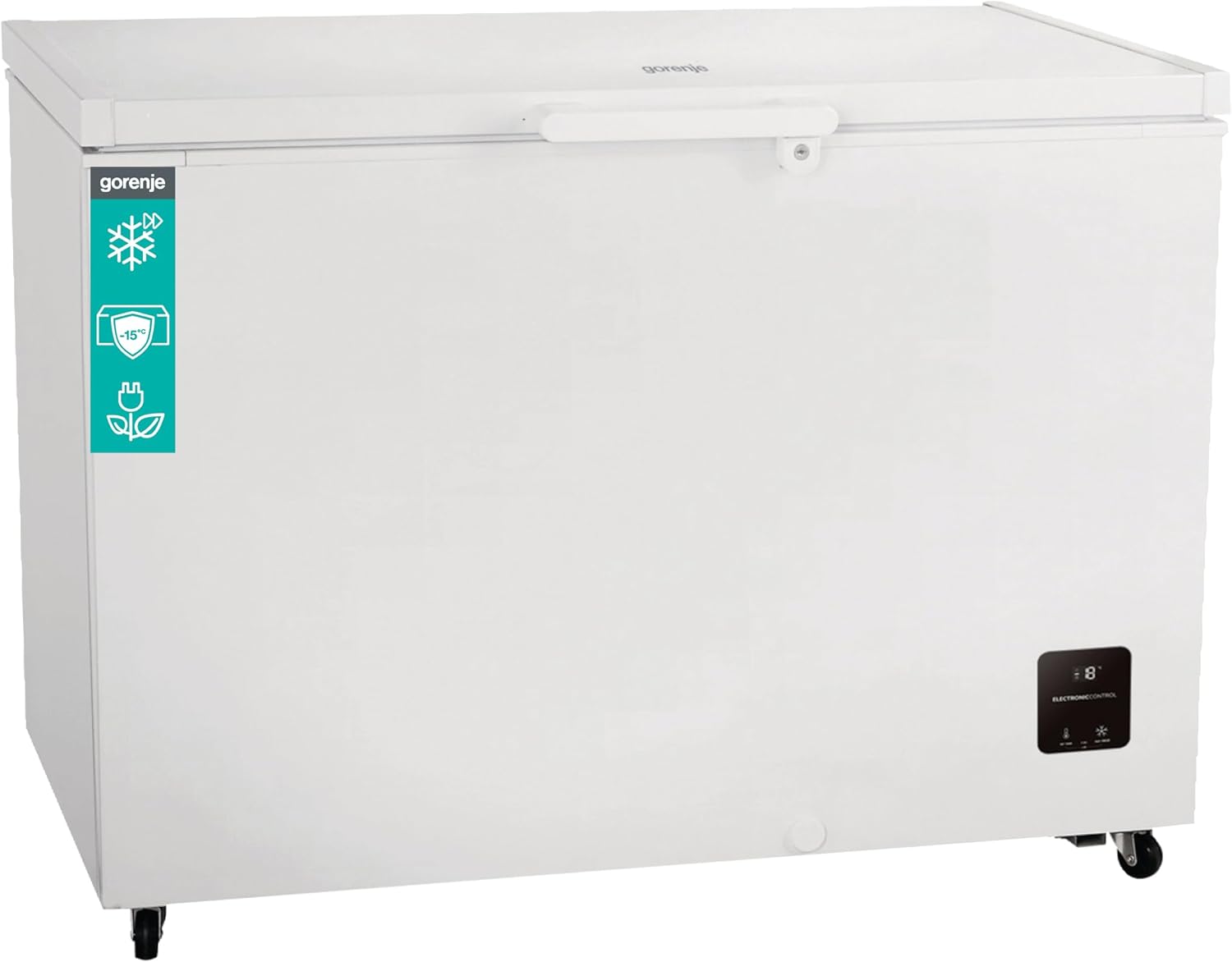 Gorenje FH30DAW Gefriertruhe/Höhe 111,4 cm/Gefrieren 297L/ LED Beleuchtung/Mit Hochleistungsrollen/FastFreeze/Sicherheitsschloss, Weiß