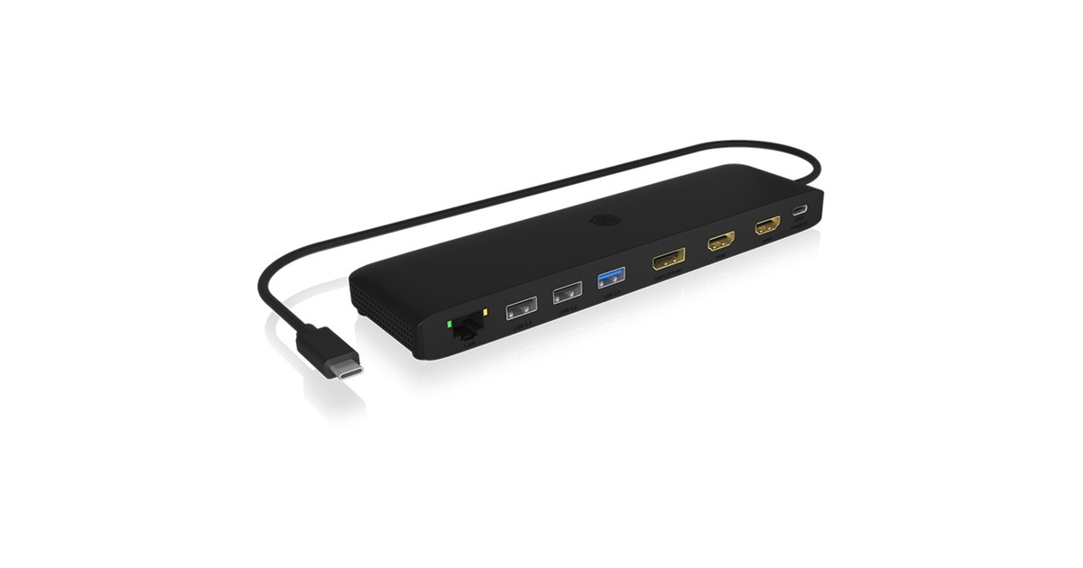 ICY BOXIB-DK2116-C 11-in-1 Mobile DockingStation with Triple Video Output  (Zwart, HDMI, DisplayPort, LAN, USB Type-C)