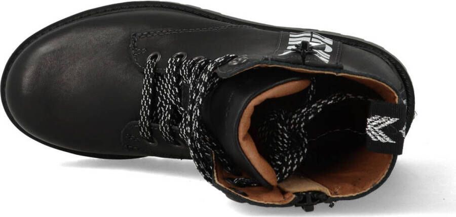 Braqeez 421773 489 Meisjes Biker Boots Zwart Leer Veters